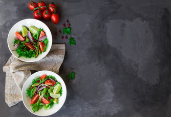 Wall Mural - Fresh salad in bowls