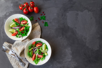 Wall Mural - Fresh salad in bowls