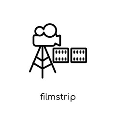 Wall Mural - filmstrip icon. Trendy modern flat linear vector filmstrip icon on white background from thin line Cinema collection