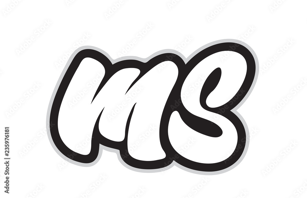 ms m s black and white alphabet letter logo combination icon design ...