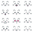 Different emotions of cats on white background