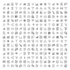 Set of freelance thin line icons. 