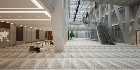 Wall Mural - 3d render luxury hotel lobby reception