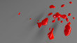 Glossy red viscous liquid drops with shadows. 