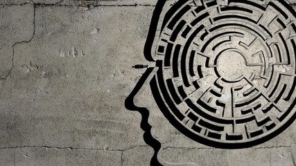 Depression sadness, grief and post traumatic stress disorder maze abstract
