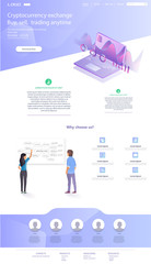 Poster - one page website design template for business. online statistics and data analytics, business strate