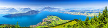 Beautiful View To Lucerne Lake (Vierwaldstattersee ) And Mountain Pilatus From Rigi, Swiss Alps, Central Switzerland.