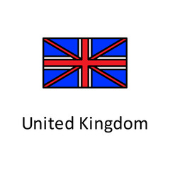 Aufkleber - National flag of  United Kingdom in simple colors with name icon