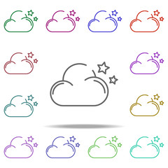 Poster - cloud of the star concept line icon. Elements of winter in multi color style icons. Simple icon for websites, web design, mobile app, info graphics