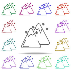 Poster - Mountain Snow concept line icon. Elements of winter in multi color style icons. Simple icon for websites, web design, mobile app, info graphics