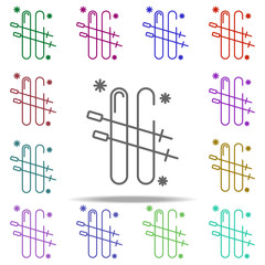 Poster - skiing snow concept line icon. Elements of winter in multi color style icons. Simple icon for websites, web design, mobile app, info graphics