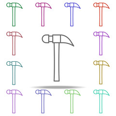 Poster - hammer concept line icon. Elements of construction tools in multi color style icons. Simple icon for websites, web design, mobile app, info graphics