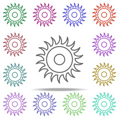 Poster - electric saw concept line icon. Elements of construction tools in multi color style icons. Simple icon for websites, web design, mobile app, info graphics