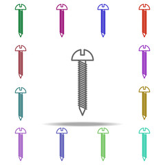 Poster - concrete nail concept line icon. Elements of construction tools in multi color style icons. Simple icon for websites, web design, mobile app, info graphics