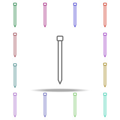 Poster - nail with smaller head concept line icon. Elements of construction tools in multi color style icons. Simple icon for websites, web design, mobile app, info graphics