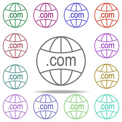 Poster - domain com icon. Elements of online and web filled in multi color style icons. Simple icon for websites, web design, mobile app, info graphics