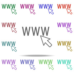 Poster - click on the site icon. Elements of online and web filled in multi color style icons. Simple icon for websites, web design, mobile app, info graphics