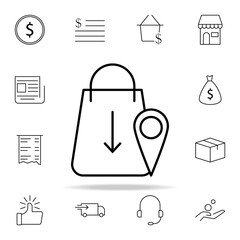 Poster - packet arrow down pin icon. e-commerce icons universal set for web and mobile