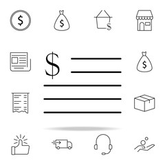 Poster - list dollar icon. e-commerce icons universal set for web and mobile