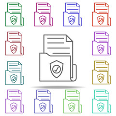 Poster - folder with documents protection icon. Elements of data secutity in multi color style icons. Simple icon for websites, web design, mobile app, info graphics