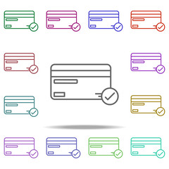 Poster - bank card check icon. Elements of data secutity in multi color style icons. Simple icon for websites, web design, mobile app, info graphics