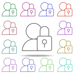 Poster - user lock icon. Elements of data secutity in multi color style icons. Simple icon for websites, web design, mobile app, info graphics