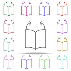 Poster - close the book icon. Elements of arrow and object in multi color style icons. Simple icon for websites, web design, mobile app, info graphics