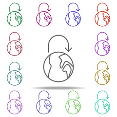 Poster - rotation of earth icon. Elements of arrow and object in multi color style icons. Simple icon for websites, web design, mobile app, info graphics