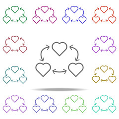 Poster - love triangle icon. Elements of arrow and object in multi color style icons. Simple icon for websites, web design, mobile app, info graphics