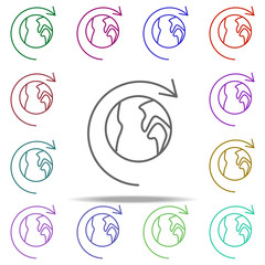 Poster - earth from orbit icon. Elements of arrow and object in multi color style icons. Simple icon for websites, web design, mobile app, info graphics