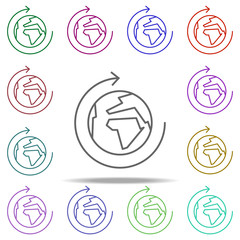 Poster - around earth world icon. Elements of arrow and object in multi color style icons. Simple icon for websites, web design, mobile app, info graphics
