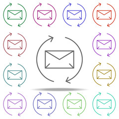 Poster - downloading email icon. Elements of arrow and object in multi color style icons. Simple icon for websites, web design, mobile app, info graphics
