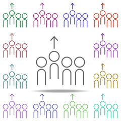 Poster - employees leave work icon. Elements of arrow and object in multi color style icons. Simple icon for websites, web design, mobile app, info graphics