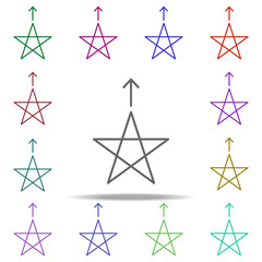Poster - increase star icon. Elements of arrow and object in multi color style icons. Simple icon for websites, web design, mobile app, info graphics