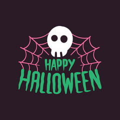 Poster - Happy Halloween with a skull typography vector