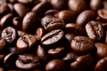 Wall Mural - Roasted brown coffee beans texture background