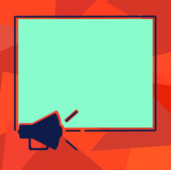 Design business concept Empty template copy space text for Ad website isolated. Megaphone Sound icon Outlines Blank Square Loudspeaker Text Space Vector