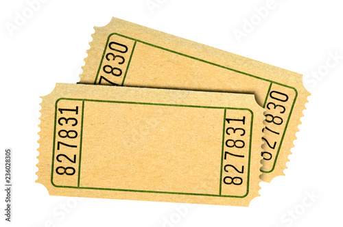 Cuadros en Lienzo Pair blank old movie or raffle tickets isolated