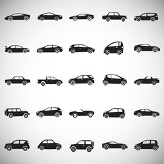 Poster - Cars collection icons set on white background for graphic and web design, Modern simple vector sign. Internet concept. Trendy symbol for website design web button or mobile app.
