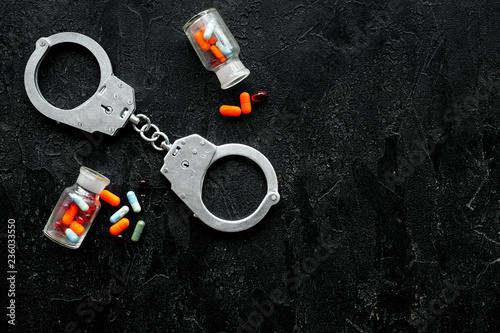 Fotomural Arrest for illegal purchase, possession and sale drugs concept