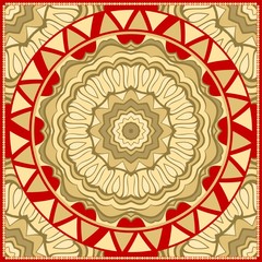 Design for square fashion print. For pocket, shawl, textile, bandanna. Mandala floral pattern. Vector illustration.