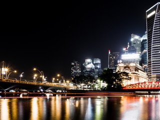 Singapore CBD with two bridges in Singapore River Landscape