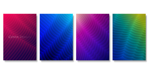 Wall Mural - Set of Colorful Cover Templates. Abstract Three Dimensional Texture with Gradient Effect. Applicable for Web Background, Banners, Posters and Fliers. EPS 10 Vector.