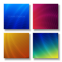 Wall Mural - Set of Square Cover Templates. Abstract Three Dimensional Texture with Gradient Effect. Applicable for Web Background, Banners, Posters and Fliers. EPS 10 Vector.