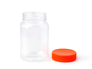 Canvas Print - Empty plastic jar isolated on white background