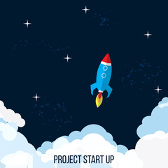 Wall Mural - Project start up concept rocket launch