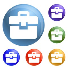 Poster - Suitcase icons set vector 6 color isolated on white background