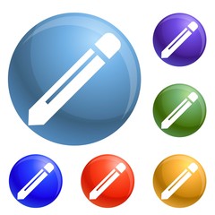 Poster - Pencil icons set vector 6 color isolated on white background