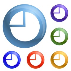 Poster - Chart pie icons set vector 6 color isolated on white background
