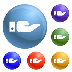 Poster - Give hand icons set vector 6 color isolated on white background